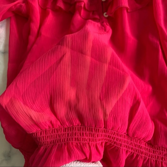 Hot Pink Hollister Peasant Top - Picture 2 of 4